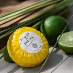 Acqua di Parma luxury soap with fresh limes and lemongrass, featured at Luxury Resort in Lombok