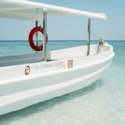 Luxury Gili Island boat transfer from Lombok across clear turquoise waters.