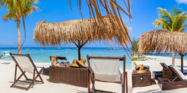 Gili Islands Beach and comfortable beach gazebos
