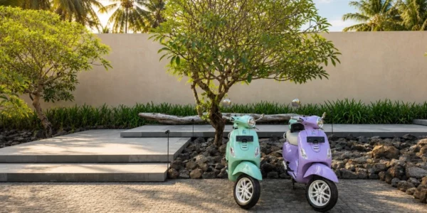 Lombok in Style and two pastel Vespas at Villa Resort